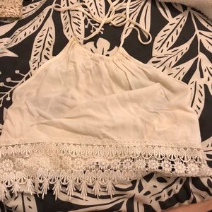 White lace crop top